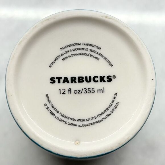 Rare Vintage Starbucks 2015 Florida Flamingos Dot Collection Ceramic Tumbler Blu - Picture 7 of 7